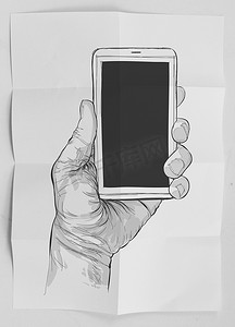 手机手机手绘摄影照片_以手机为概念的手绘手