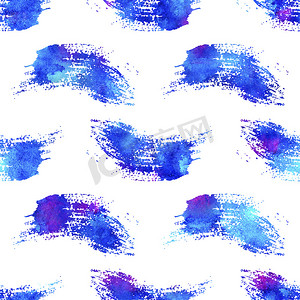水彩画笔条纹无缝图案手绘蓝颜色的田庄几何设计。