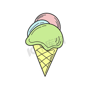 矢量冰淇淋摄影照片_手绘冰淇淋矢量图。