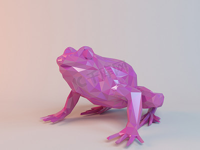 3D粉色低聚（青蛙）