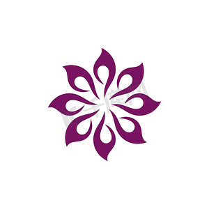 紫色花卉插画摄影照片_紫色圆圈观赏花卉标志模板插画设计。