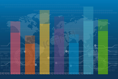 条形图图表统计业务年度报告丰富多彩的信息图表世界地球背景图矢量
