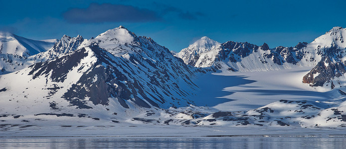 雪山，奥斯卡二世土地，北极，斯瓦尔巴群岛，挪威