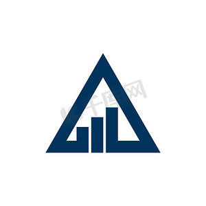 金融插画摄影照片_蓝色三角证券交易所标志模板插画设计。