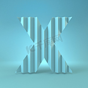 x线条元素摄影照片_冷蓝色字体 Letter X 3D