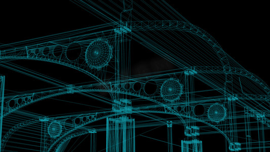 3D渲染-工业建筑线框模型