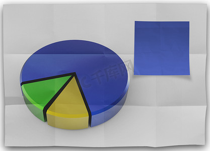 签手摄影照片_以弄皱的纸和饼图为概念的空白便签