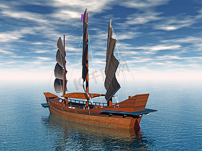 首脑摄影照片_用于海上贸易的古董帆船