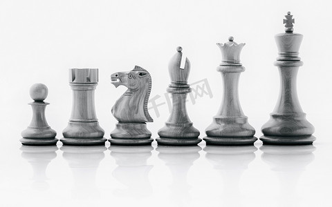 黑色和白色国王和国际象棋骑士设置在黑暗的背景