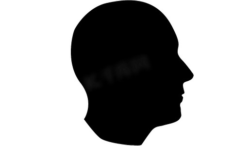 黑色和白色的人体头部轮廓图标