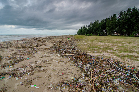 填满海滩的塑料垃圾