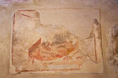 意大利庞贝古城遗址的古罗马壁画。