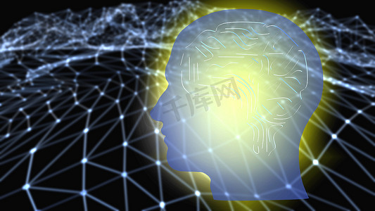 3D人脑，大脑背景概念全球网络技术