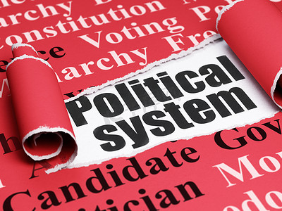 政治概念： 撕破的纸片下的黑色文本政治制度