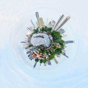 360度城市河流高景全景