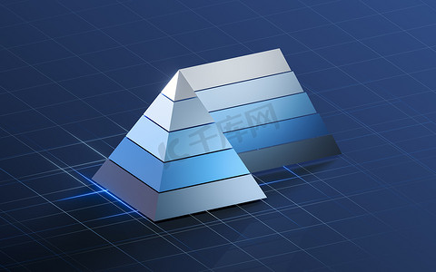 金字塔3d摄影照片_金字塔图形和数据分析，3d 渲染。
