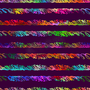 画笔描边线条纹几何 Grung 图案在彩虹色背景下无缝。 