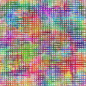 中花纹背景摄影照片_画笔描边格子几何 Grung 图案在彩虹色检查背景中无缝。 