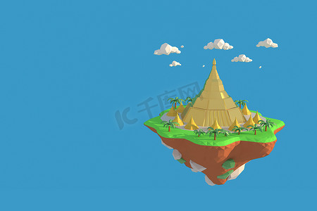 缅甸大金寺的 3D 插画。