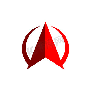 圆形标志模板插图设计中的红色向上箭头。