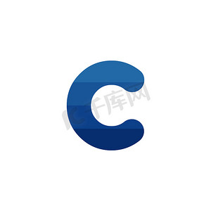 首字母 C 蓝色叶柄标志模板。