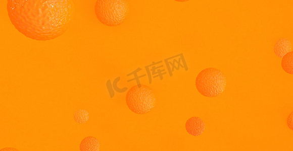与动态 3d 球体的抽象橙色背景。
