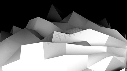 带边缘的简单低多边形表面，计算机生成的现代抽象背景，3D 渲染