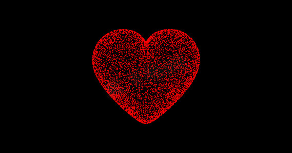心粒子摄影照片_黑色背景上的红心，抽象粒子动画背景 4k，情人节，爱。