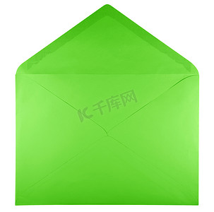 绿色明信片卡片摄影照片_空白打开信封-绿色