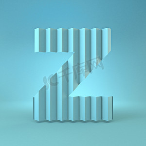 纸的字体设计摄影照片_冷蓝色字体字母 Z 3d