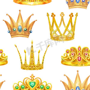 可爱图案摄影照片_与金色王冠的图案。