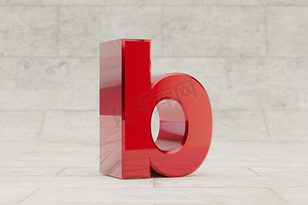 红色 3d 字母 B 小写。