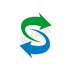 S 字母箭头标志模板插画设计。