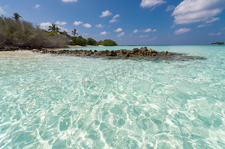 令人惊叹的野餐岛海滩，Alif Alif 环礁，马尔代夫