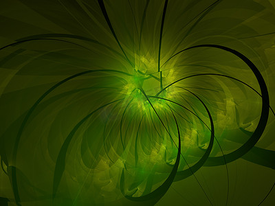 绿色柔和的分形花朵计算机生成图像，用于徽标、设计概念、网页、印刷品、海报。
