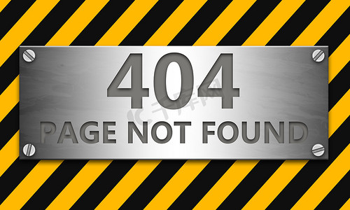 黄色页面摄影照片_未找到页面 404 横幅，带有黄色警告条背景