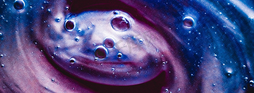 宇宙摄影照片_抽象液体横幅背景、油漆飞溅、漩涡图案和水滴、美容凝胶和化妆品质感、当代魔法艺术和科学作为豪华平面设计