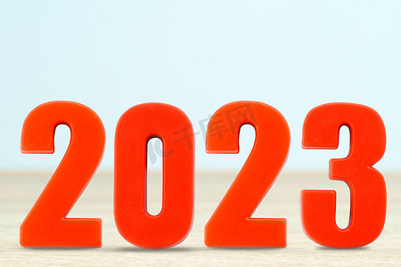 2023年字体摄影照片_2023 号红色塑料新年照片