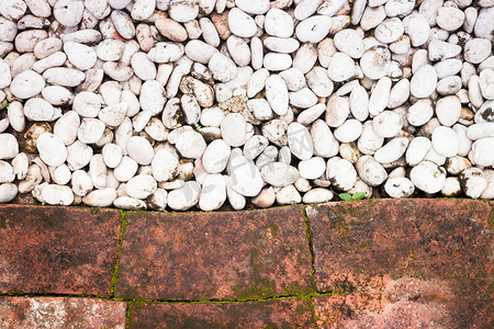 卵石石头和砖块抽象背景
