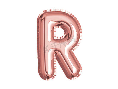 玫瑰气球摄影照片_玫瑰金粉色字母 R 婴儿送礼会气球装饰