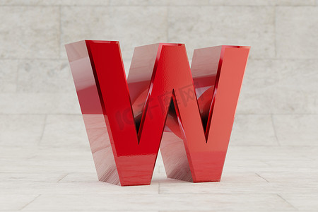 红色 3d 字母 W 大写。