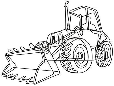 带有斗式前装载机连续线图的乡村拖拉机挖掘机