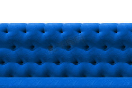 豪华深蓝色沙发天鹅绒坐垫特写图案背景白色