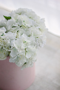 桌上的白花束