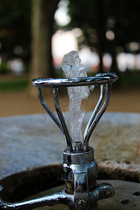 一个小喷泉，在夏季炎热的时候可以提供清凉的水。