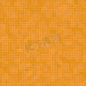 彩色几何图案摄影照片_抽象彩色几何图案，橙色、黄色和红色石器马赛克纹理背景，现代风格墙背景。