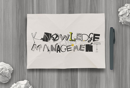设计词知识管理在弄皱的纸上作为概念