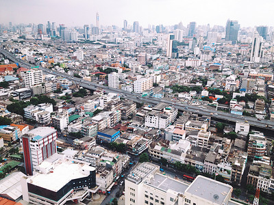 曼谷市的高角度视图