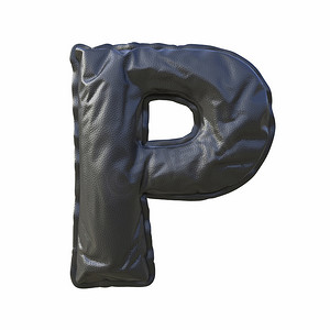 黑色皮革字体 Letter P 3D