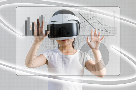 数字信息摄影照片_VR 或虚拟现实的数字信息概念说明